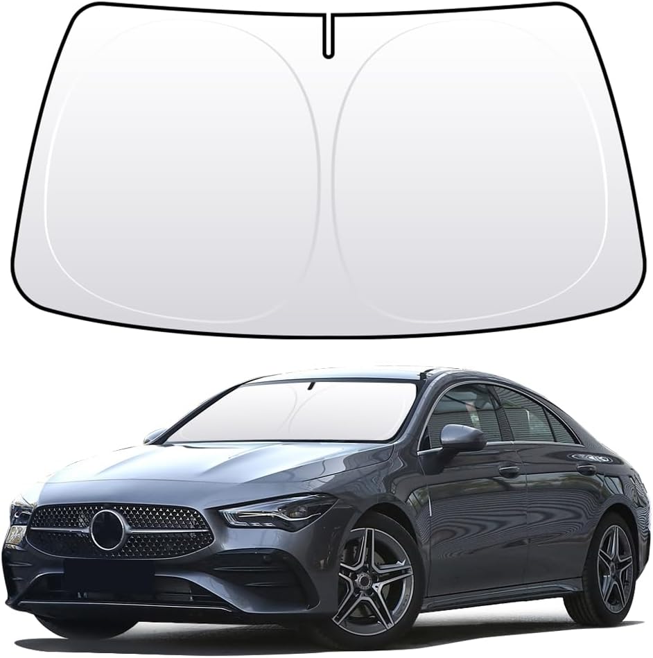 Front Windshield Sun Shade Custom Fit Compatible for Mercedes Benz W222 S500 S550 Sunshade Foldable UV Ray Reflector Sun Visor Protector Accessories Shield Cover Reflective (for Benz W222)