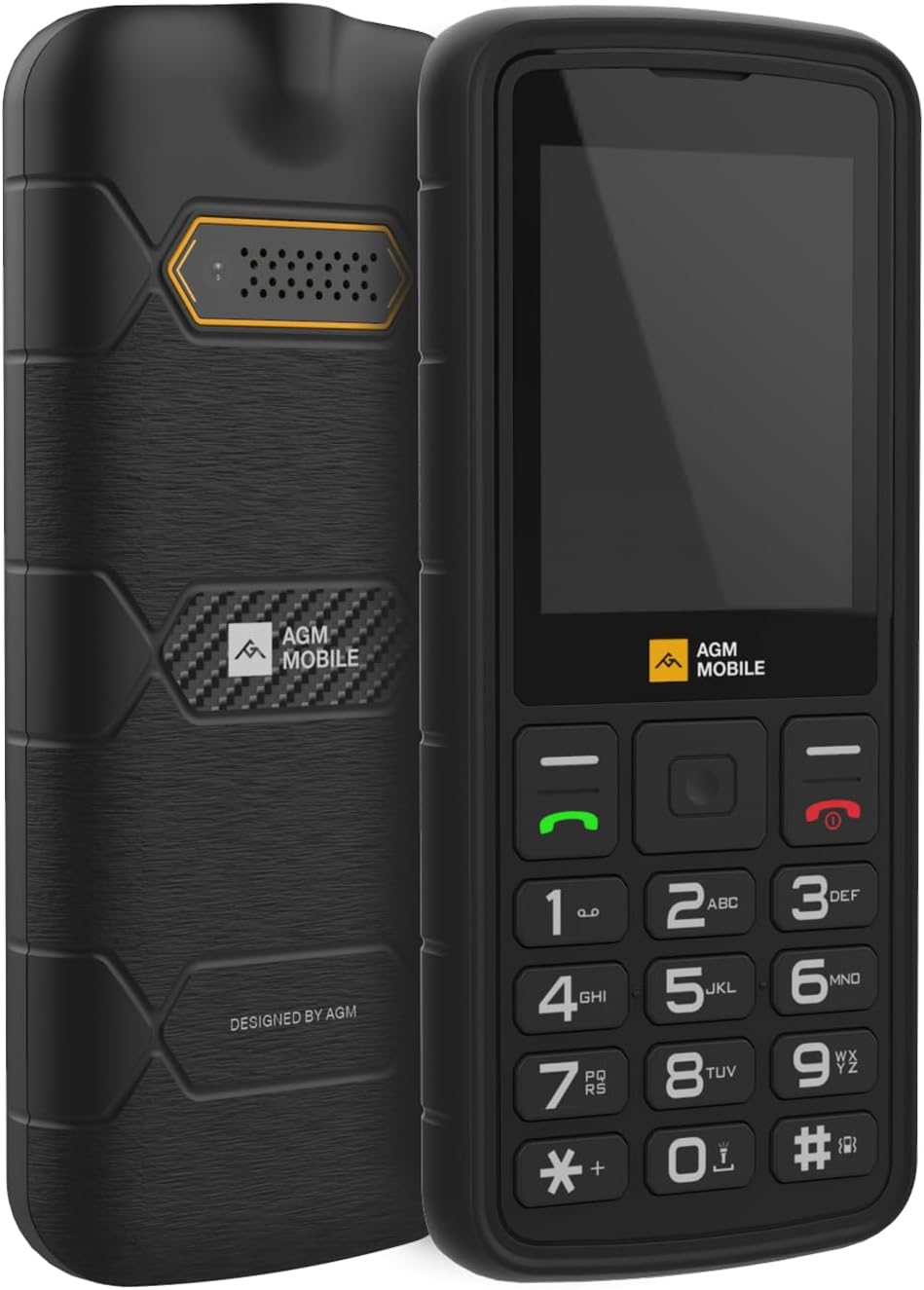 AGM M9 Basic Mobile Phone, 2G Unlocked Dual SIM, 3 Card Slots/128GB TF Expand, Large Buttons & Font, Speed Dial, FM Radio & Flashlight, IP68 Waterproof/Drop-Proof/Dustproof