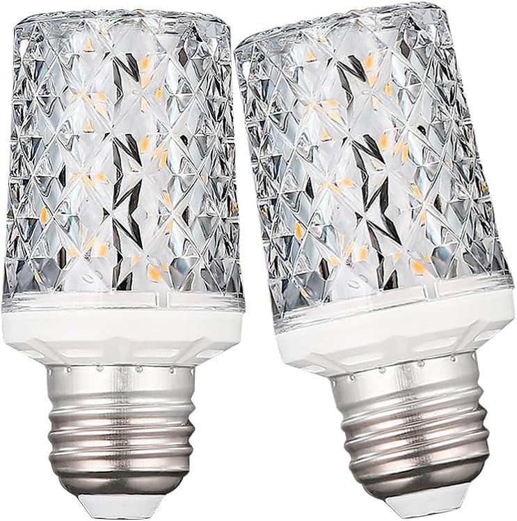 E26 LED Bulbs,Modern Craft Crystal lamp,3000K Warm Light 18W LED Light Bulbs Equivalent 100W, 360° Beam Angle,AC 85-265V, Edison Screw SES LED Corn Lamp, Not Dimmable(2 Pack)