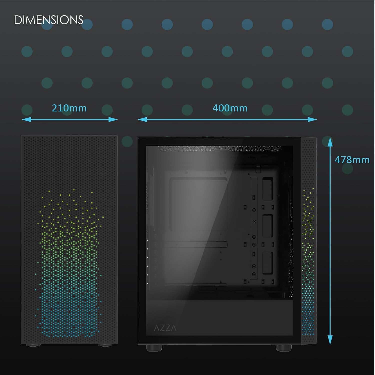 AZZA CSAZ-340F CELESTA Case Dimensions