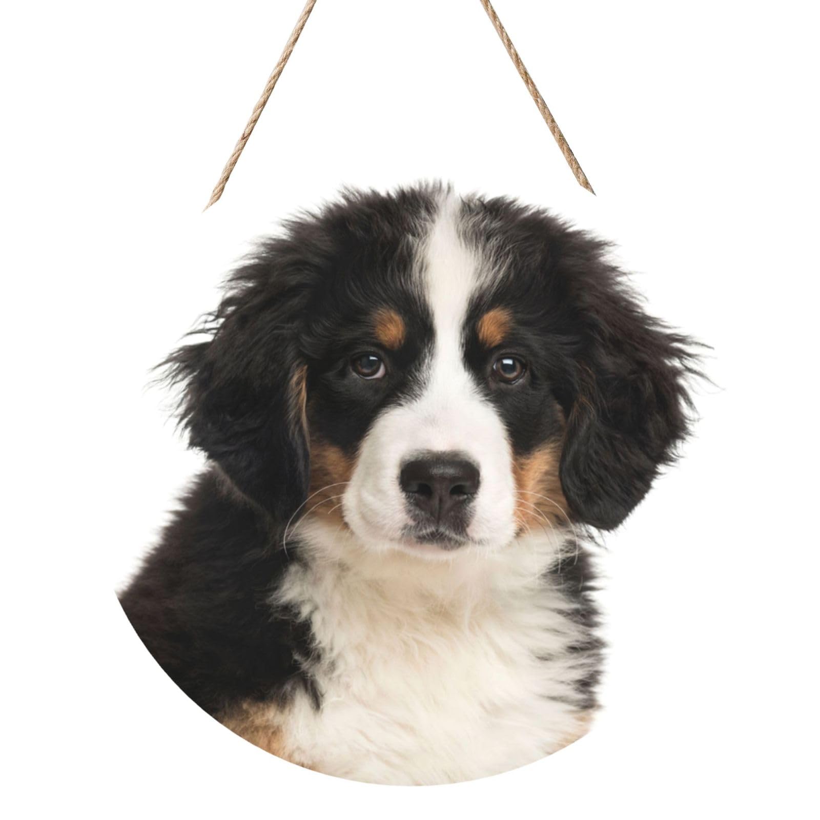 InOmak Bernese Mountain Dog, Round Wood Panel Painting 12 in, Wall Hanging Painting For Home