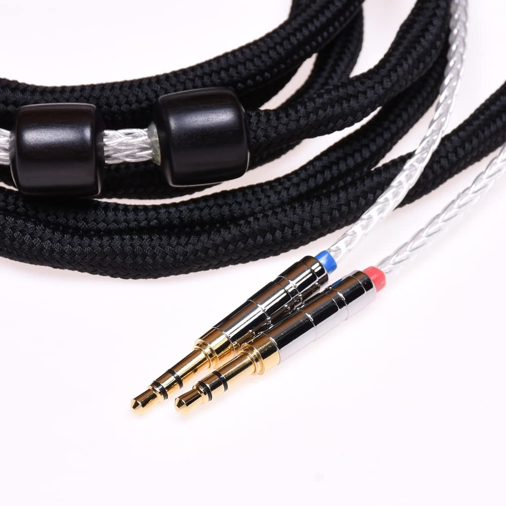 GAGACOCC Dual 3.5mm 16 Cores Silver Plated HiFi Cable for Hifiman Arya HE1000se HE5se HE6se HE4xx Denon AH-D7200 AH-D9200 Headphone Upgrade Cable Extension (6FT, 4.4mm Balanced Plug)
