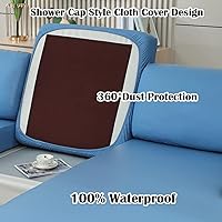 Vista 5 de vctops Fundas elásticas de lujo para respaldo de sofá de 3 cojines, fundas de sofá antideslizantes en forma de L, fundas de sofá de color sólido