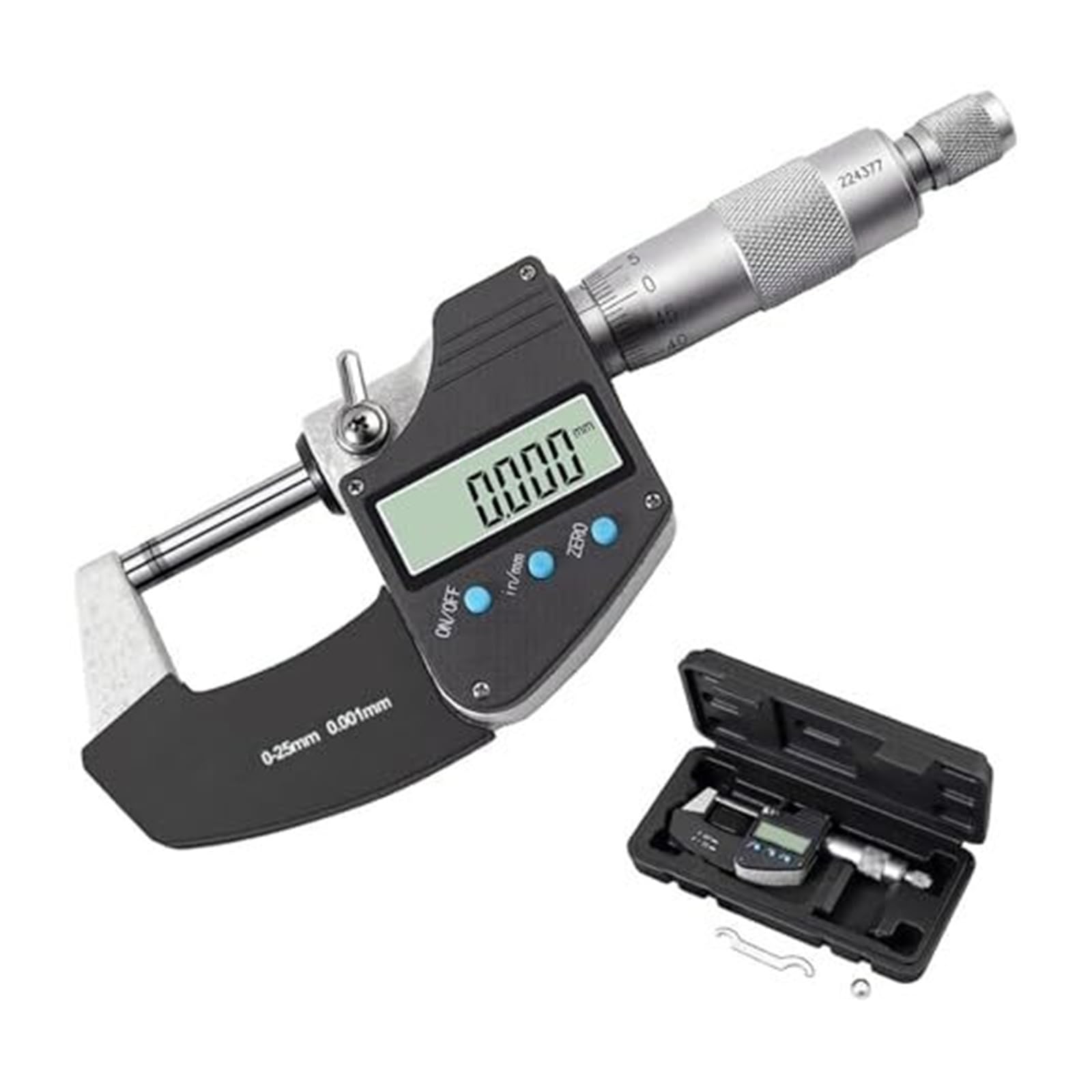 Mikrometr cyfrowy 0,25 mm z wyświetlaczem LCD, rozdzielczość,001, mikrometr zewnętrzny(0 25mm)