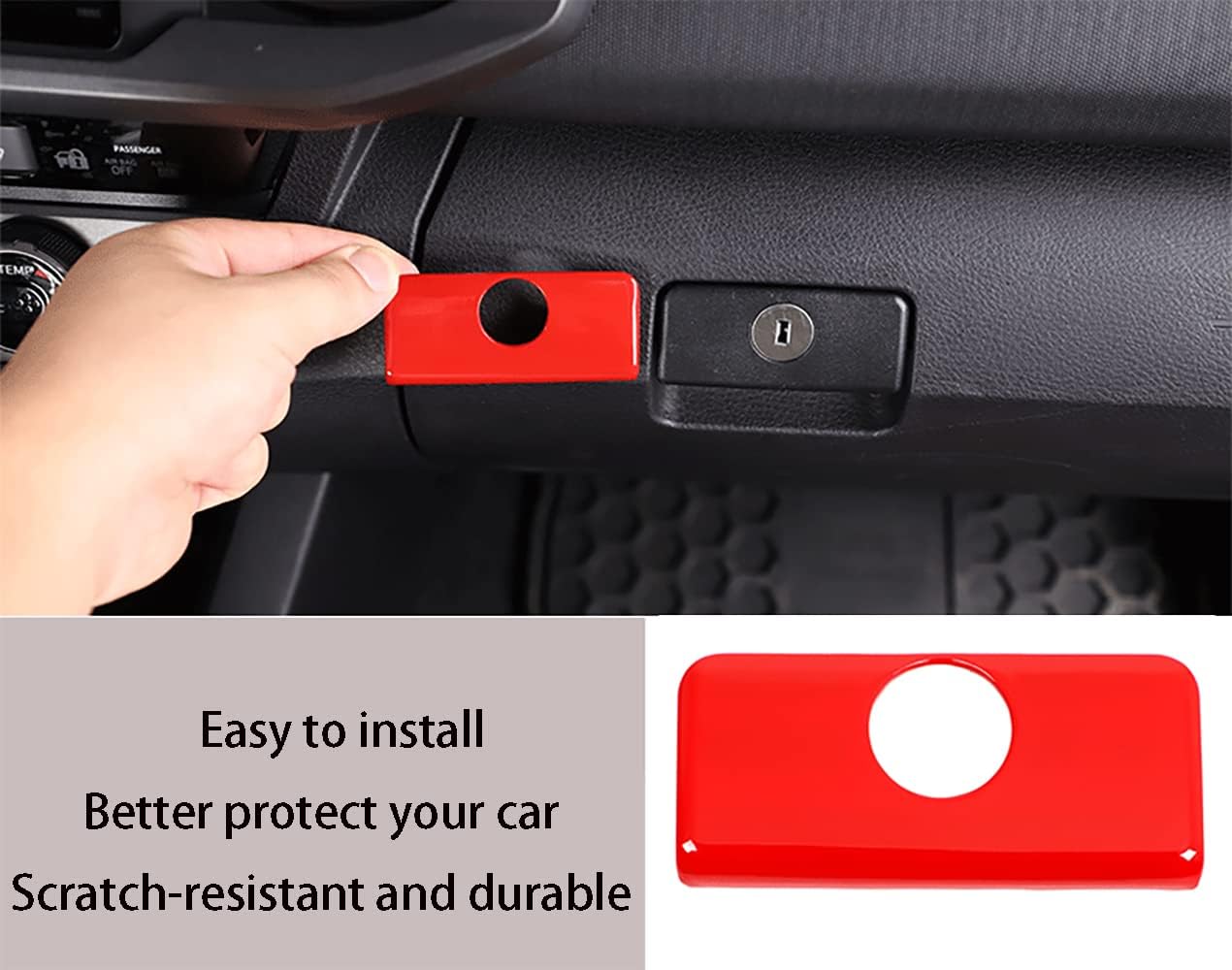 Car Accessories Fit For Toyota Tacoma 2017-2022 Co-drive Glove box Sundries Box Handle Cover Trim (Red) ABS 1PC