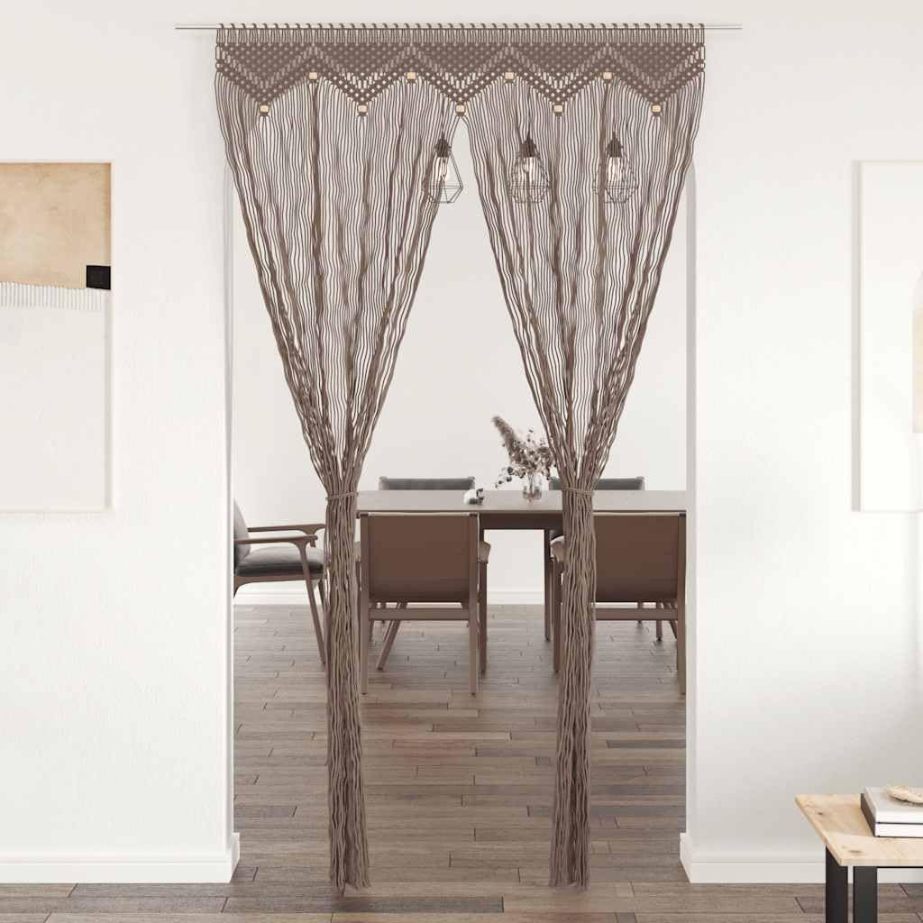 Mangloder Rideau en macramé Taupe 140x240 cm Coton Polyester pour Porte fenêtre séparation intérieur décoration Salon Chambre Cuisine Bureau