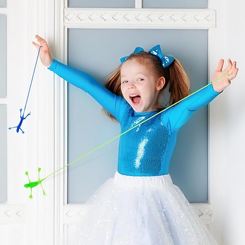 Miniatura 8 de STOBOK Lagarto pegajoso, 24 piezas de juguetes pegajosos divertidos de lagarto de manos pegajosas, figuras de lagarto de gecko, juguetes elásticos