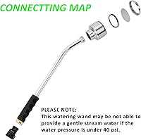 Vista 5 de STYDDI Varita de riego de lluvia suave de 18 pulgadas con válvula de cierre, varita de riego suave de metal ligera y duradera, perfecta para cestas