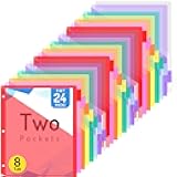 Forvencer 24 Count Binder Dividers with Two Pockets, 8 tab Dividers for 3 Ring Binders Organizer, Binder Divider with Tabs for School Office and Home Organization, Multicolor, 3 Sets