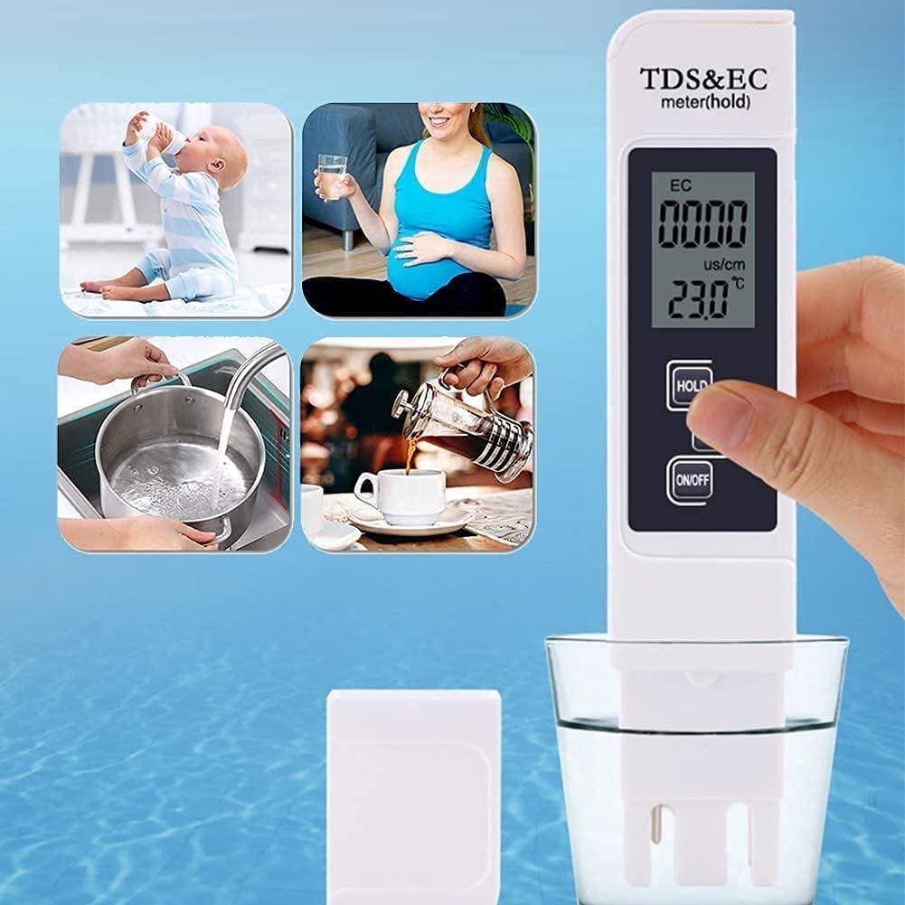 Medidor de pruebas de calidad de agua multiparaméter digital precisa, for pruebas, agua potable, interiores, piscina, hidropónicos, natación de acuario (blanco / amarillo) Detector de calidad de agua