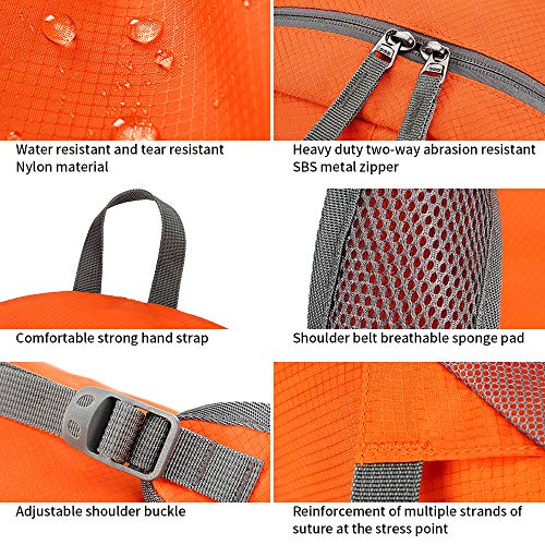 Fengdong 35L Lightweight Foldable Waterproof Packable Travel Hiking Backpack Daypack For Men Women Orange #TOP3