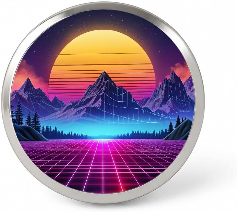 Vaporwave Retro Vector Vivid Mountain Landscape Lapel Pin