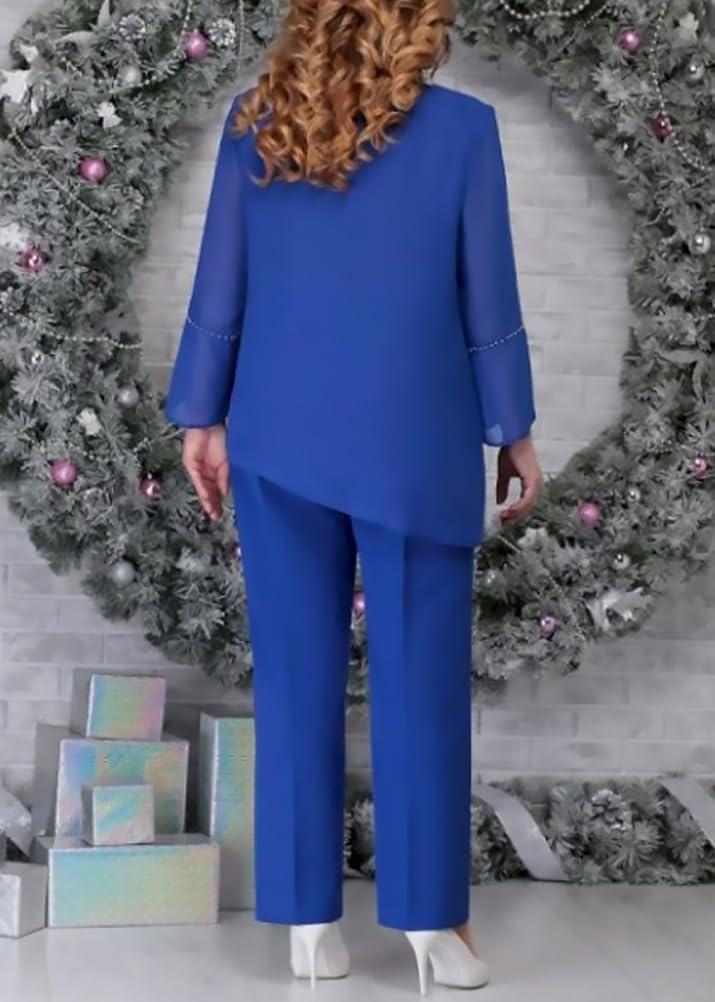 La Elegante Camisa de Gasa de Dos Piezas Las Mujeres los Pantalones de Cintura Alta el Traje de Dos Piezas el Vestido de Noche de Tul de Gran tamaño Elegante Vintage Dos Piezas