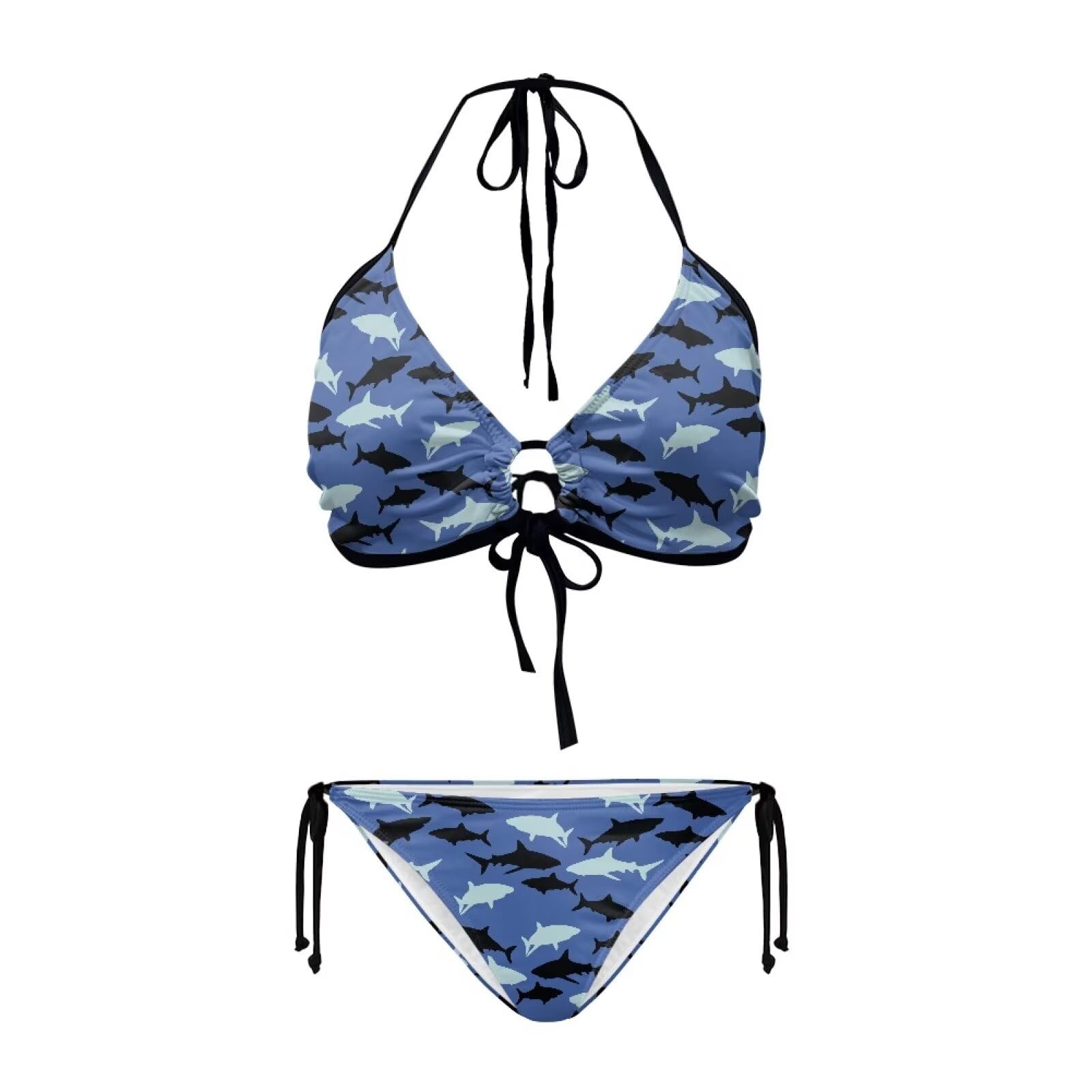 YEXIATODO Womens Bikinis Bathing Suit for Women Comfortable & Breathable 2 Piece Bikini Sharks Swimwear Beachwear Sexy Swimwear for Swimming,Pool Parties,Tennis,Ocean Play L
