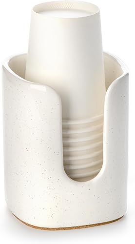 Dispensador de tazas de baño cuadrado de cerámica de 5 onzas para niños y embarazo, soporte de papel desechable para tazas de enjuague bucal en disponible en Yaxa Peru