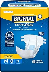 Fralda Bigfral Derma Plus Noturna M 8 Unidades