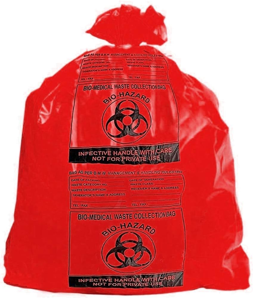 Red Bio-Medical/Bio-Hazard Waste bags Size 27"L X 36"H (1KG 17-19Pcs)