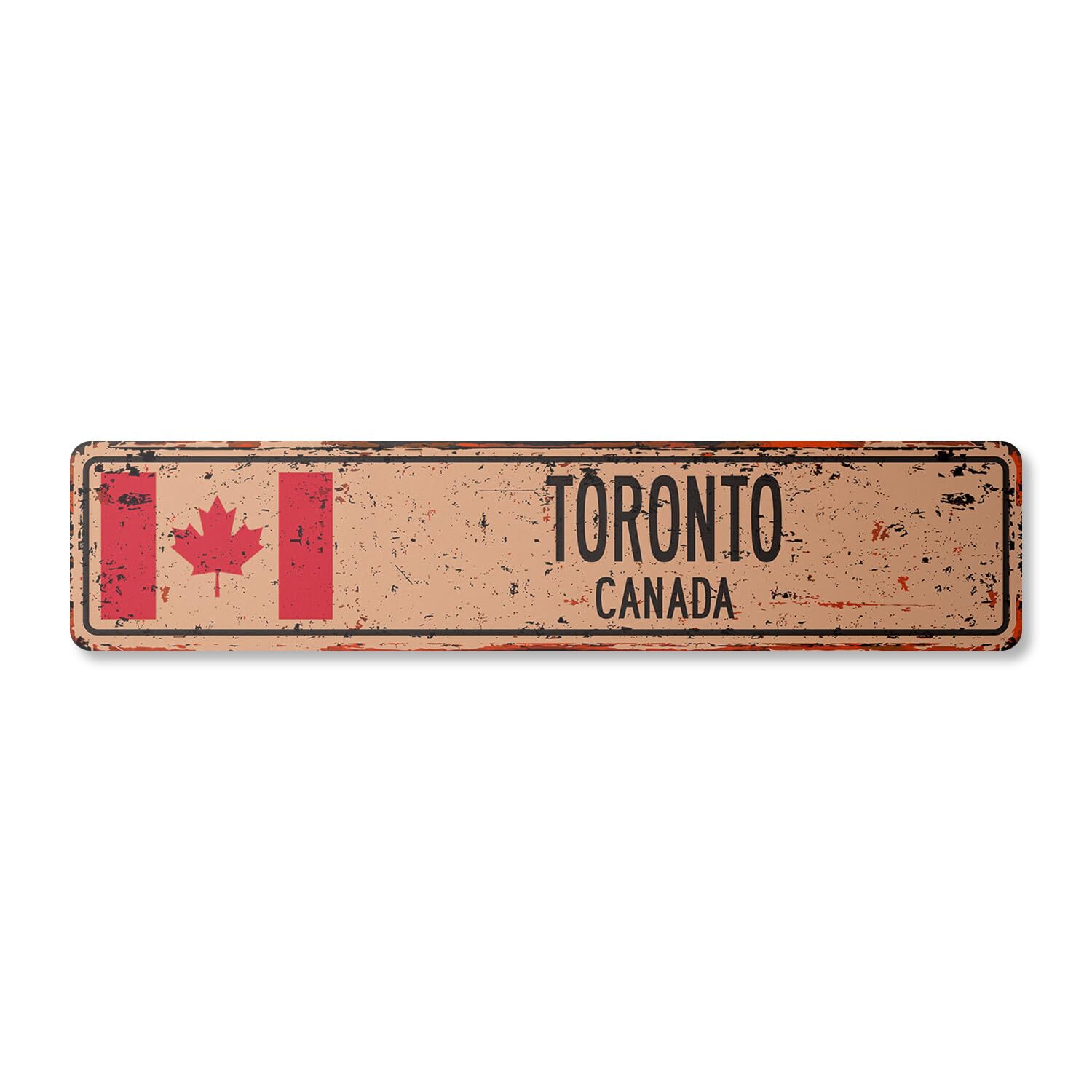 Yaasimoule Metal Toronto Canada Vintage Street Sign Canadian Flag City Country Road Wall Rustic