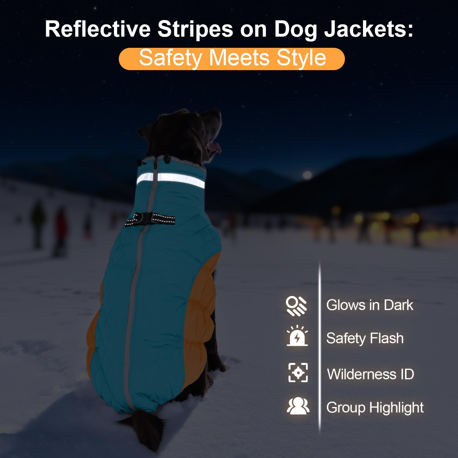Abrigos cálidos para perros grandes, chamarra impermeable para perro con arnés integrado, cierre de cierre, forro polar, cuello alto, para clima frío, traje de nieve para mascotas para Border