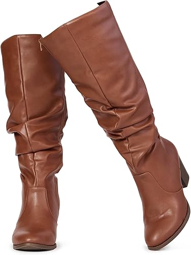 RF ROOM OF FASHION Botas altas hasta la rodilla anchas para mujer