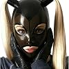 YXBLV SM Bondage Mask, Latex Mask with Twin Ponytail Wig, Party Masquerade, Halloween Latex Mask, Mouth Open, Eyes, Nose, Breathing Holes, Sexy Mask, Cosplay with Zip
