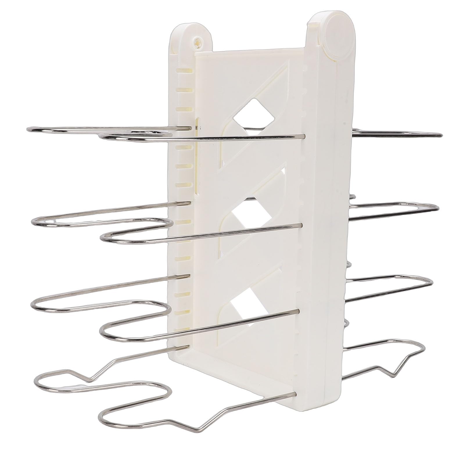 Fockety Organizzatore per Pentole e Padelle, 8 Divisori Regolabili in Acciaio Inossidabile con Design Verticale Pieghevole e Girevole, Fessure a Forma di U per Riporre la Dispensa (WHITE)