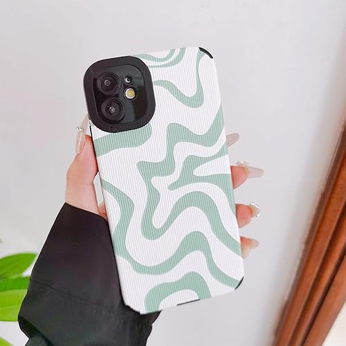 Miniatura 7 de INJPCUCA Funda compatible con iPhone 14 Pro para mujer, diseño de ondas azules y blancas, delgada, protectora, a prueba de golpes, funda trasera de