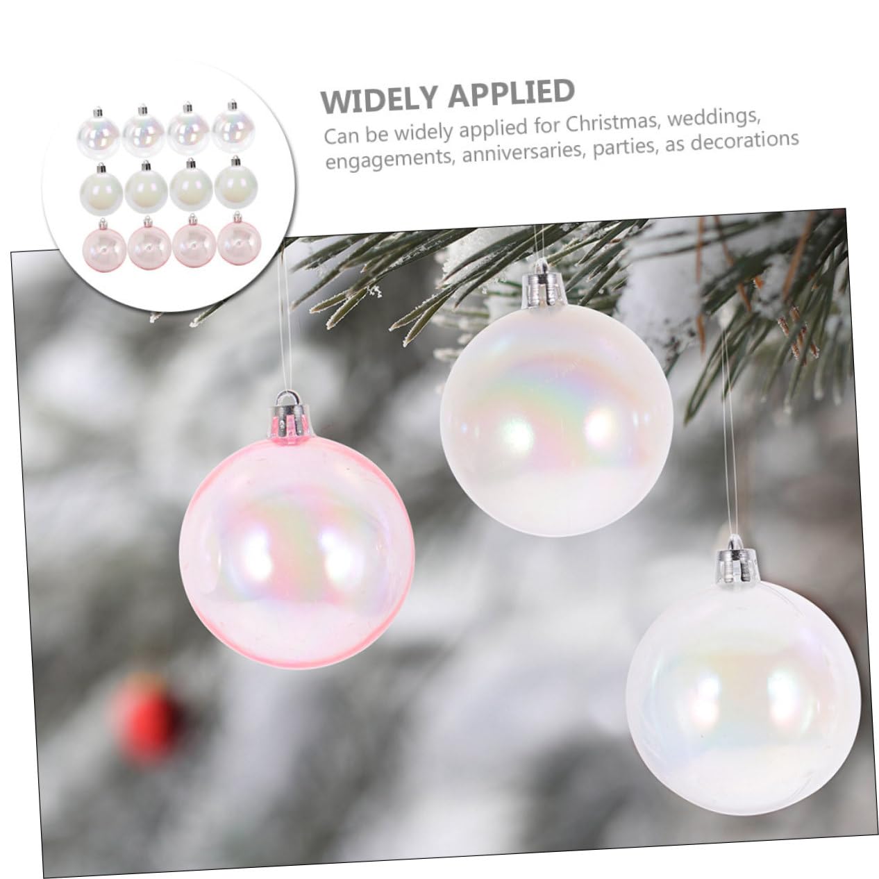 Gatuida 24piezas Adornos Colgantes De Navidad Transparentes para Árbol Bodas y Accesorios De Fiesta para Un