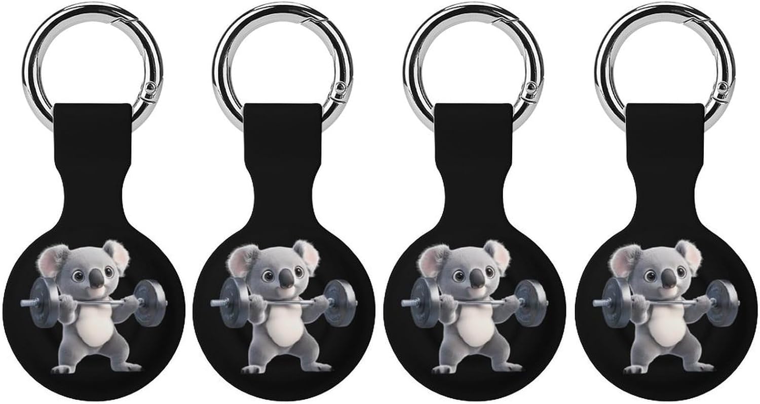 Koala in Weight Llifting Funny Cover Compatible with AirTag Case Protector GPS Tracker Holder with Keychain
