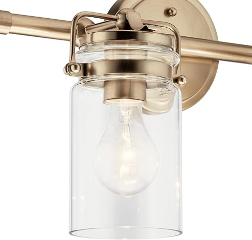 Miniatura 3 de Kichler Brinley 45688CPZ - Lámpara de tocador de 2 luces en bronce champán con cristal transparente para baño y tocador, (15.75 pulgadas de ancho x