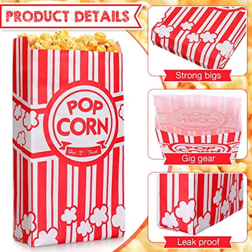 Image of Potchen 500 Pcs Popcorn Bags 2 oz Bulk Popcorn Holders Grease Tear Resistant Disposable Treat Bags for Carnival Movie Night Birthday Party Favors Home Business Supply