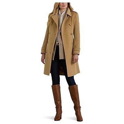 Lauren Ralph Lauren Db Belted Wool W Pu Trim Women