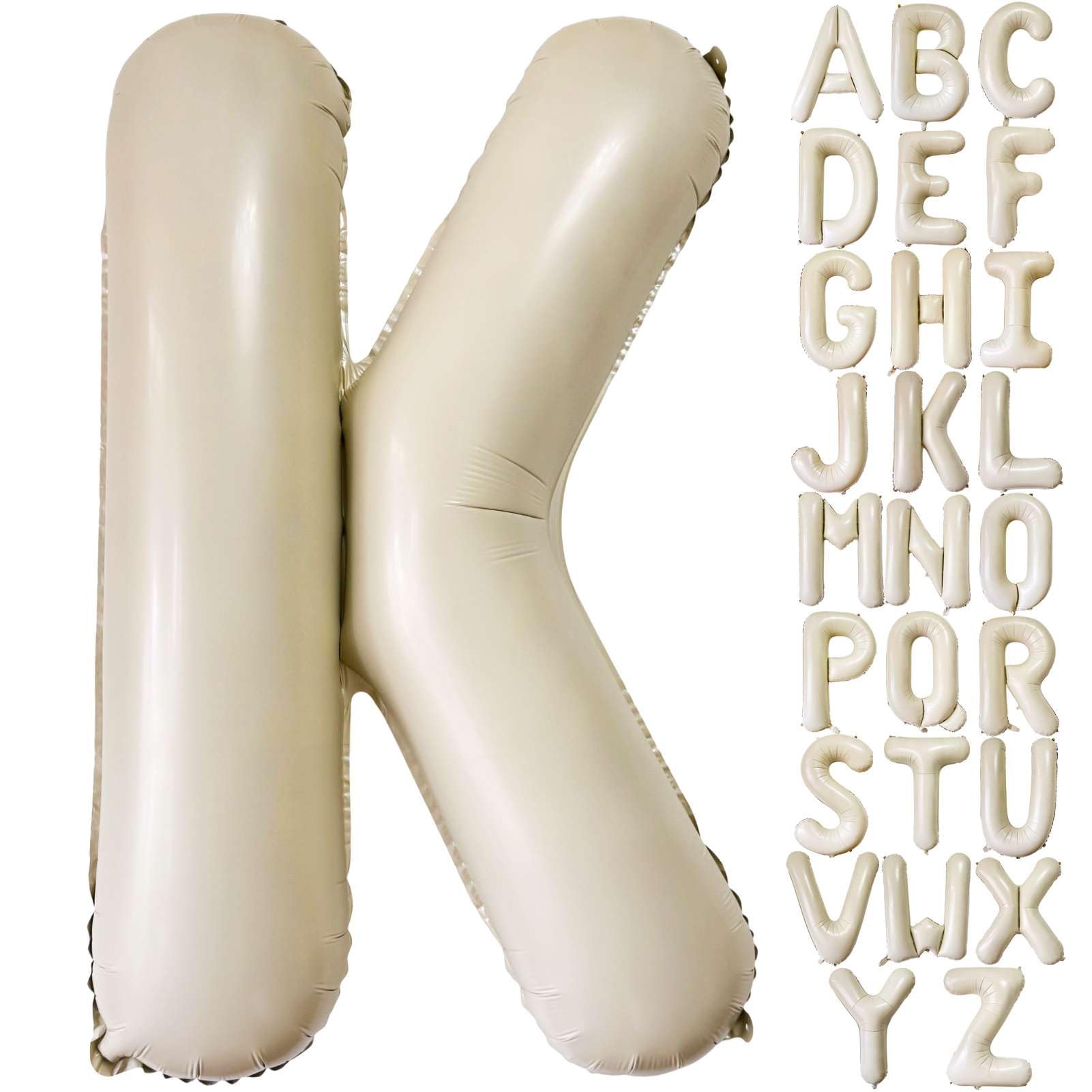 Cream K Balloons, 40 Inch Giant Letter Balloons K Foil Mylar Helium White Letter Balloons for Birthday Party Supplies Anniversary Event Celebration
