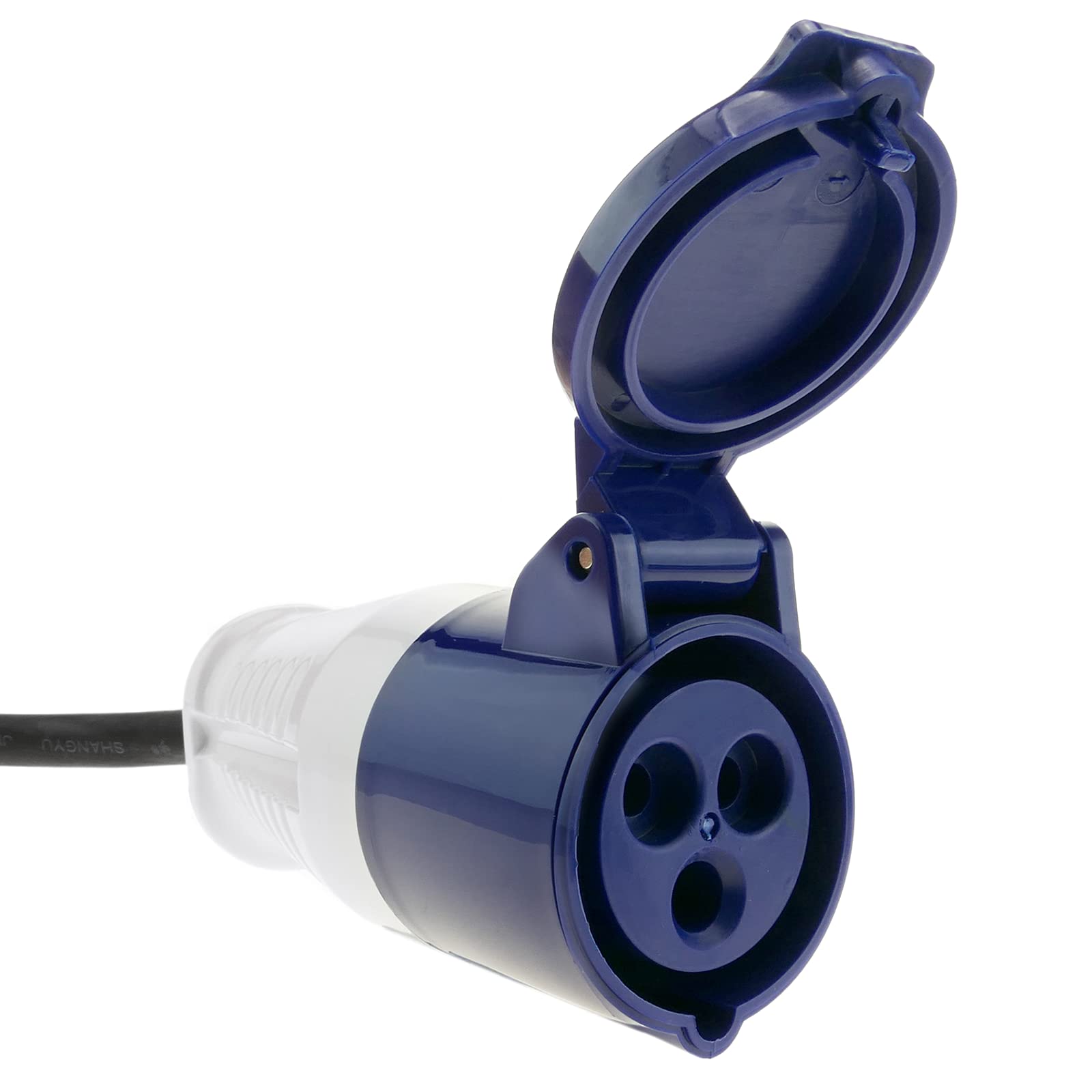 BeMatik - Enchufe industrial Adaptador CETAC hembra a SCHUKO macho 2P+T 16A 250V IP44 IEC-60309 cable 30cm