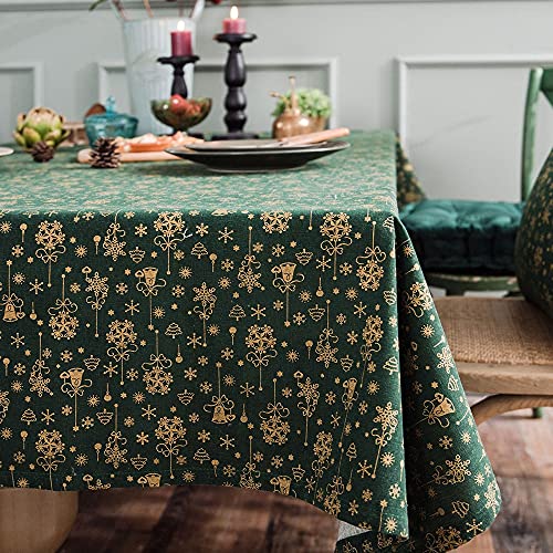 Nappe rectangulaire moderne NATOU en lin coton vert bronze