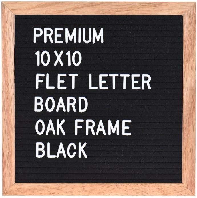 UniGalaxy Felt Letter Board Sign Message Home Office Decor Board Oak Frame White Letters Symbols Numbers Characters Bag 10" 10"