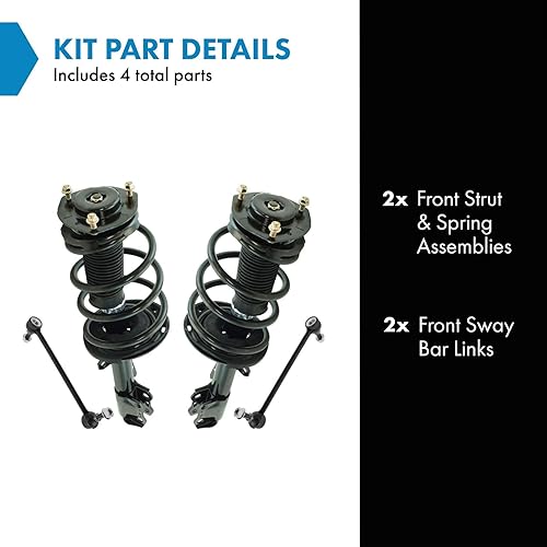 Miniatura 1027 de TRQ Kit de suspensión delantera, conjunto de amortiguadores y resortes, barra estabilizadora, enlace estabilizador compatible con Chevrolet