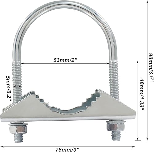 Miniatura 2 de 2 abrazaderas de tubo con perno en U, montaje de perno en U, montaje de antena, accesorios de montaje de tubería para antena exterior del hogar
