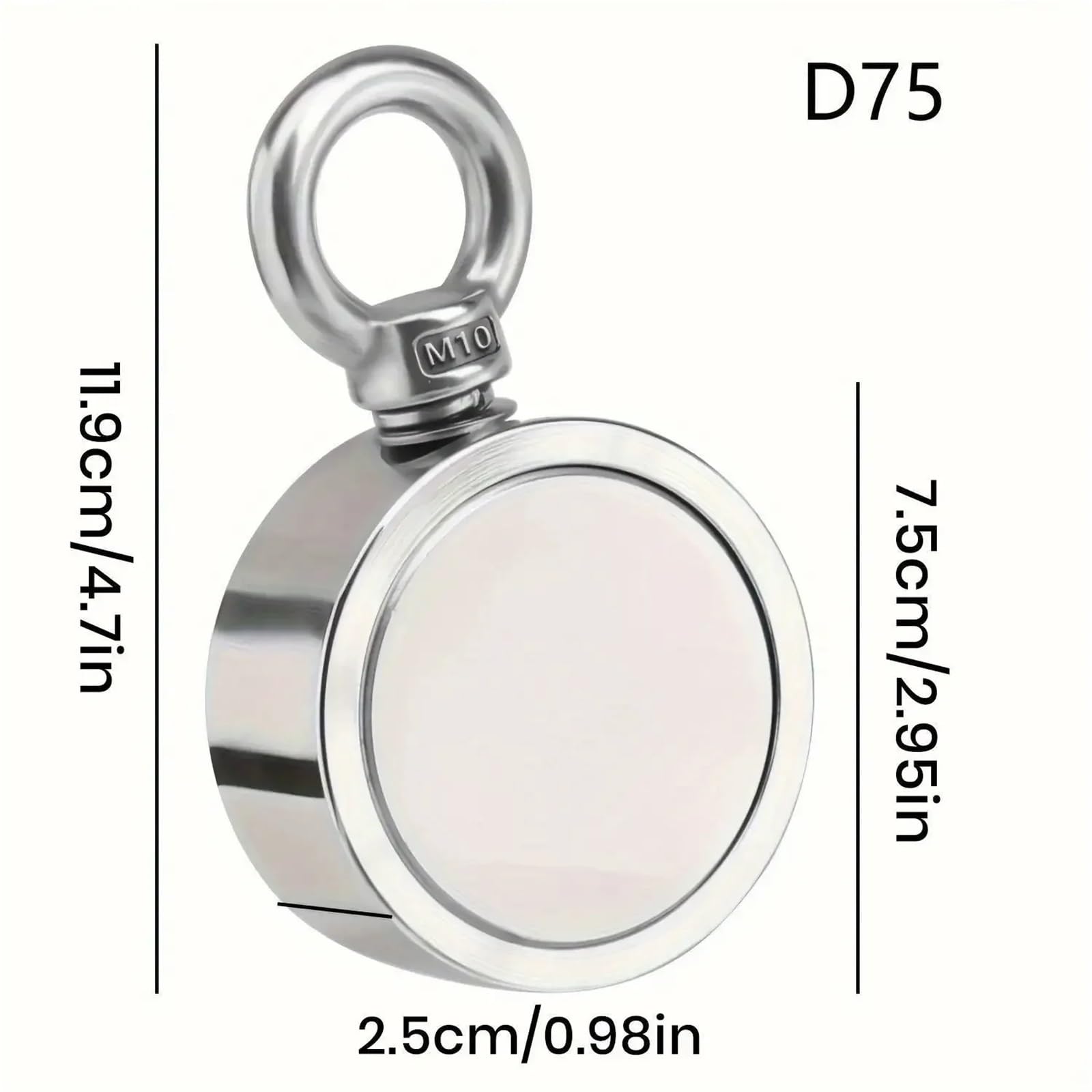 Aimant De Pêche Aimants de pêche Double Face avec Forte Force de Traction, Kit d'aimant en néodyme for la pêche magnétique et la Chasse en rivière et en lac Aimant Neodyme(D75)
