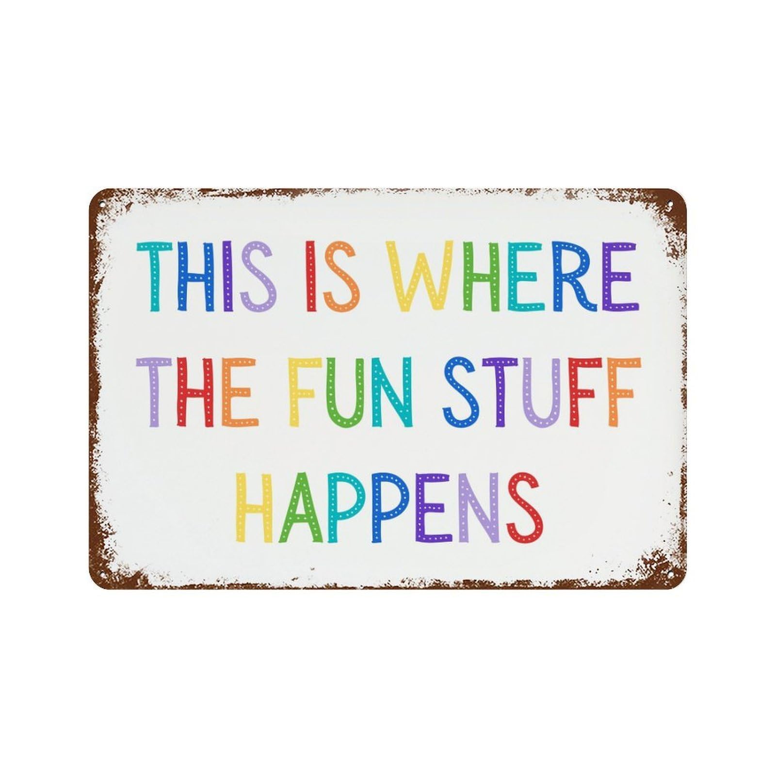 xiaoxiaoshen This Is Where The Fun Stuff Happens_1 Wall Decor Art Metal Tin Poster Modern Home Decor Art Home Bar Shop Decorations Vintage Sign 20x30cm