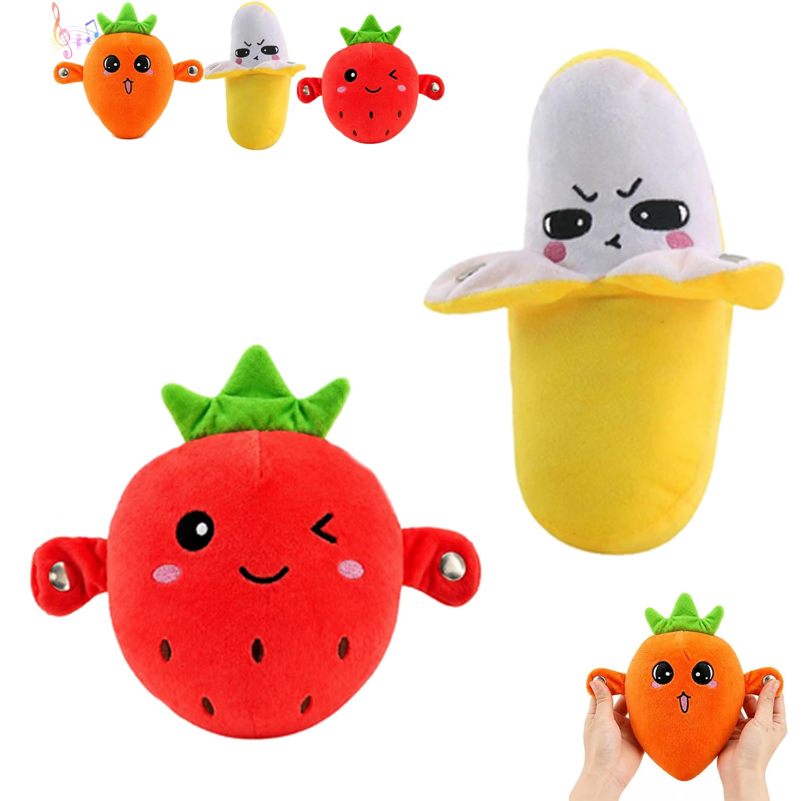 Interactive Banana, Banana Toy Sensory, Touch-Sensor Soft Interactive Musical Friut Figure with Sounds for Party Birthday Sofa Home Decor Car Interior (C Set)