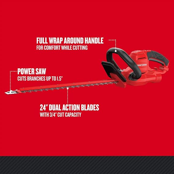 CRAFTSMAN Hedge Trimmer, 22 Corded with POWERSAW Branch Cutter, 3.8-Amp (CMEHTS8022)