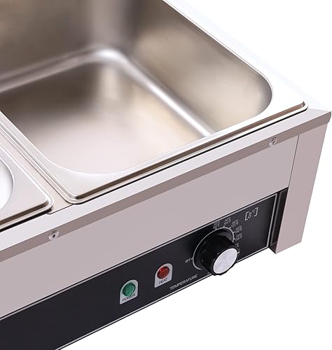 Miniatura 9 de Calentador de alimentos para mesa de vapor comercial de 3 bandejas, calentador de vapor eléctrico profesional de acero inoxidable para catering y
