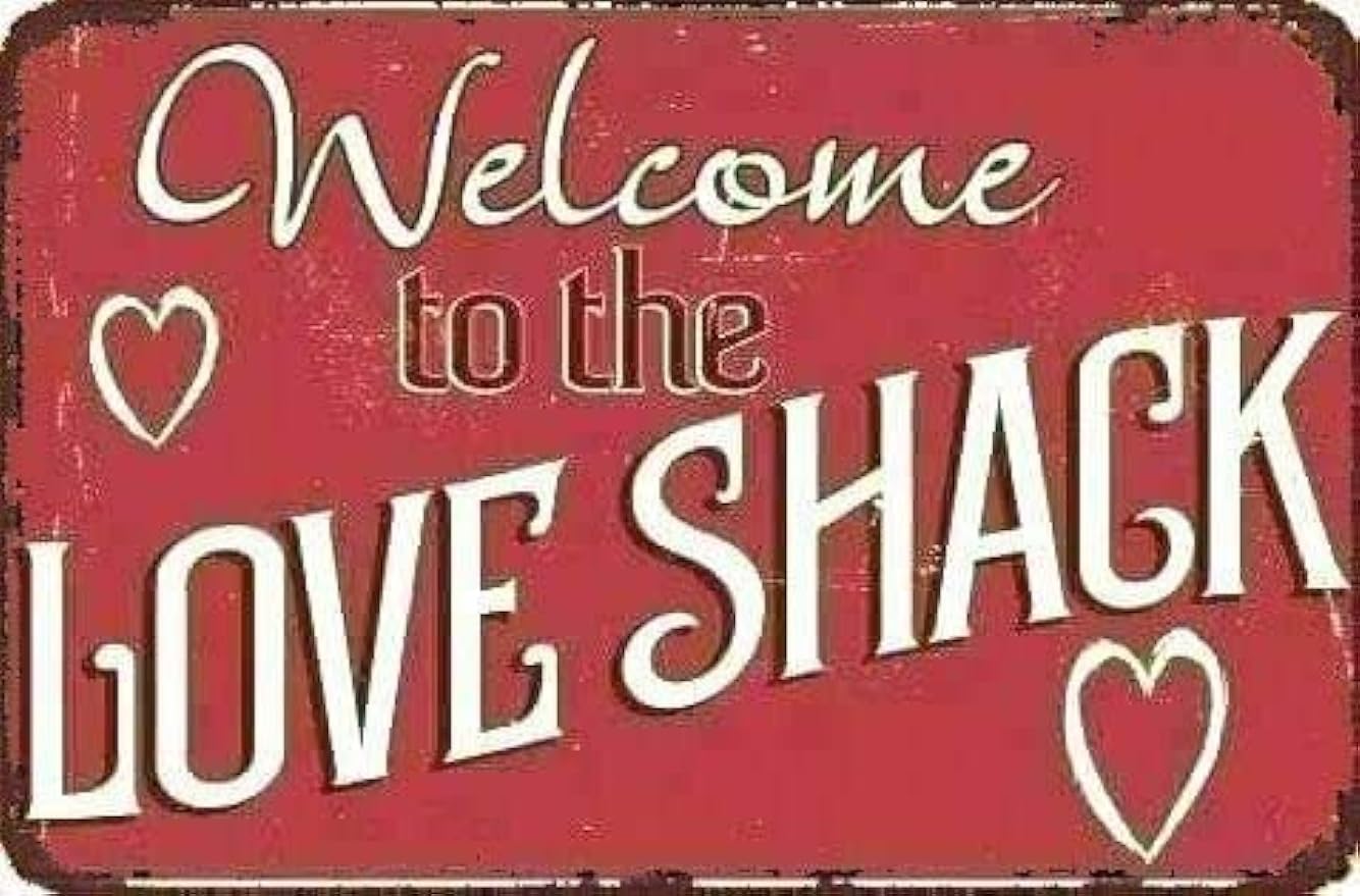 Liantsh 4 Retro Vintage Welcome To The Love Shack Home Bar Pub Kitchen Restaurant Wall Deocr Plaque Signs 12X8inch