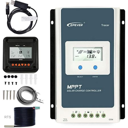 EPEVER MPPT Solar Charge Controller 30A 12V 24V Auto, Solar Charge Controller Max 100V Input Negative Grounded Solar Regulator, for Lead-Acid and Lithium Batteries