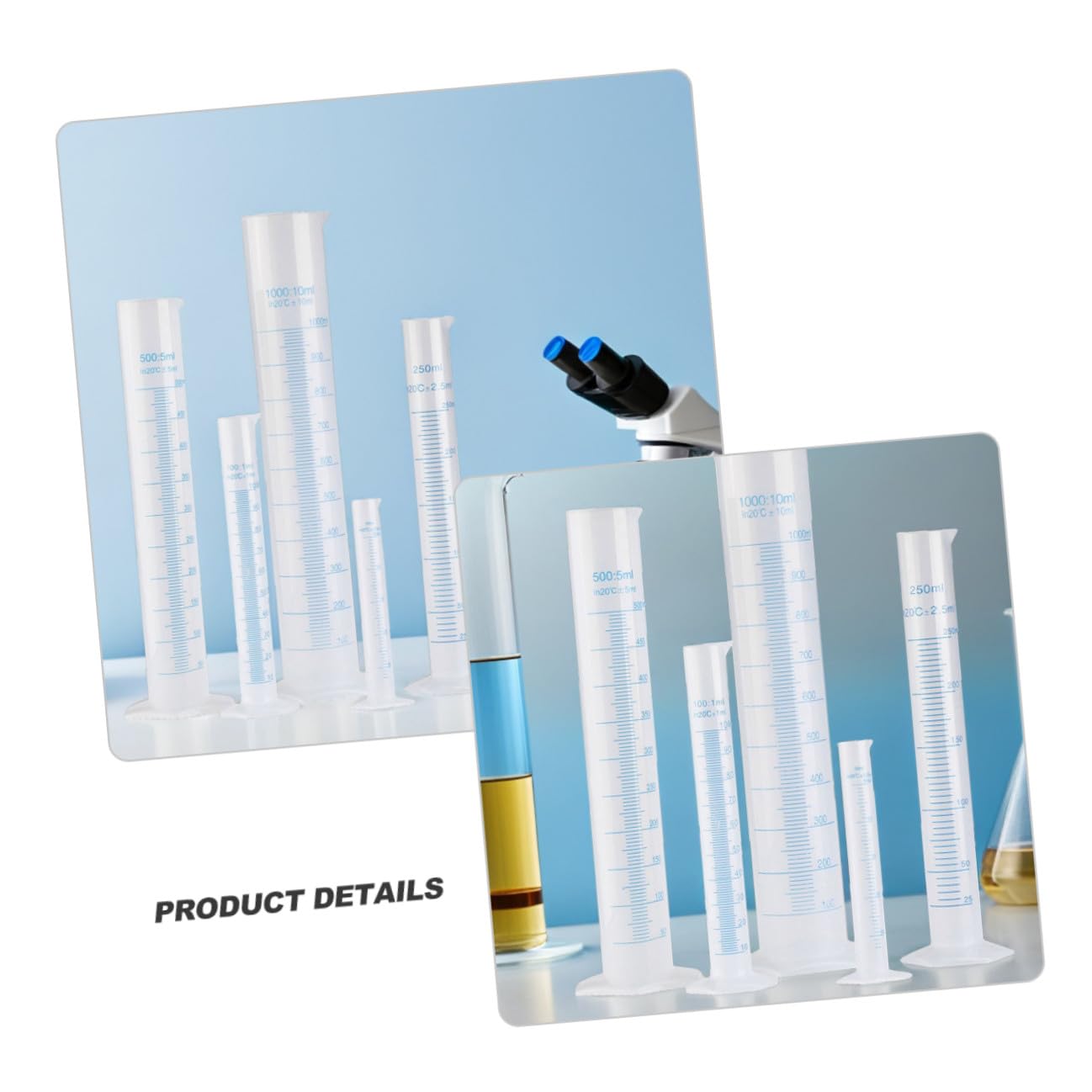 FOMIYES Praktischer Messbecher 5-Teiliges Messzylinder-Set Kunststoff - 50 Ml / 100 Ml / 250 Ml / 500 Ml / 1000 Ml Messzylinder Sicherheitszylinder für Labor Messzylinder Kunststoff