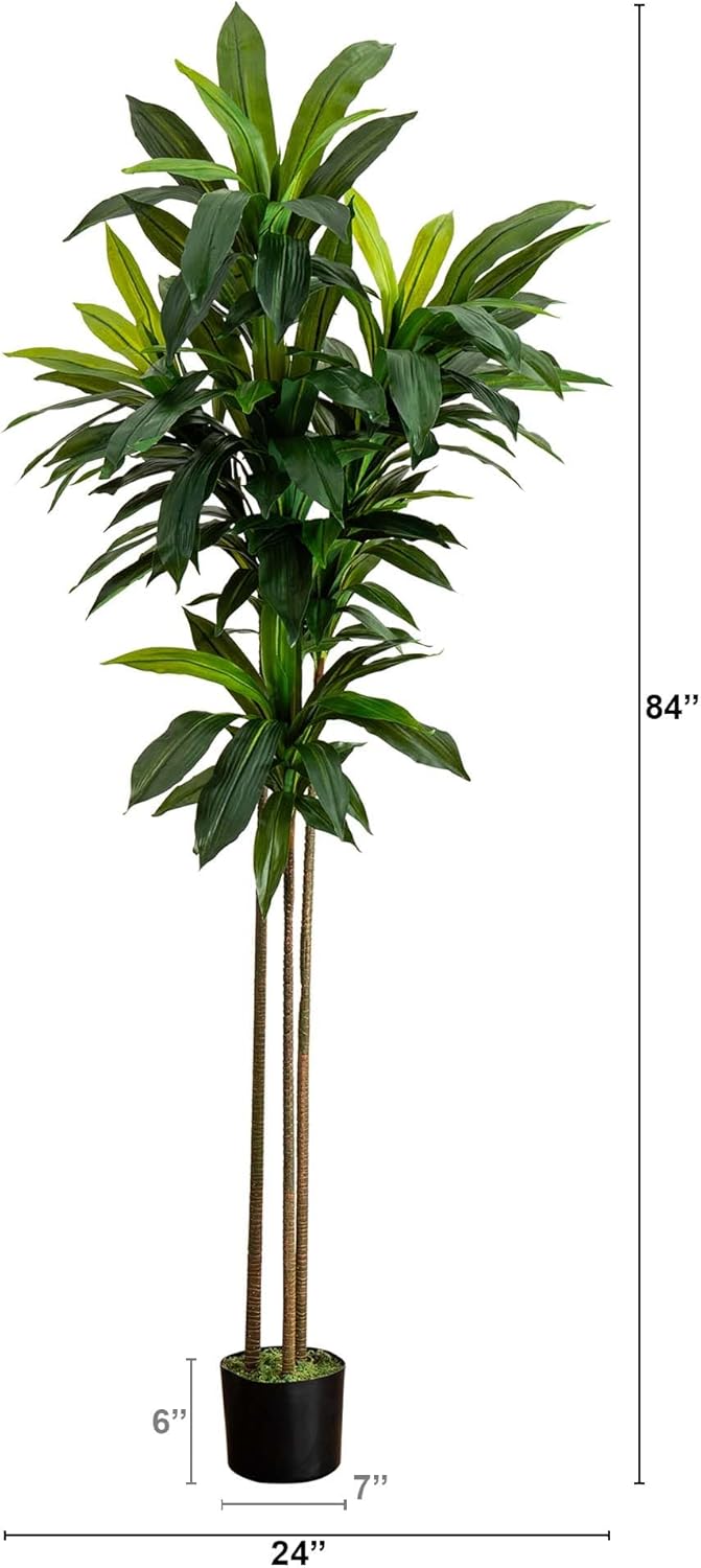 Nearly Natural 7ft. Artificial Dracaena Tree with Real Touch Leaves
