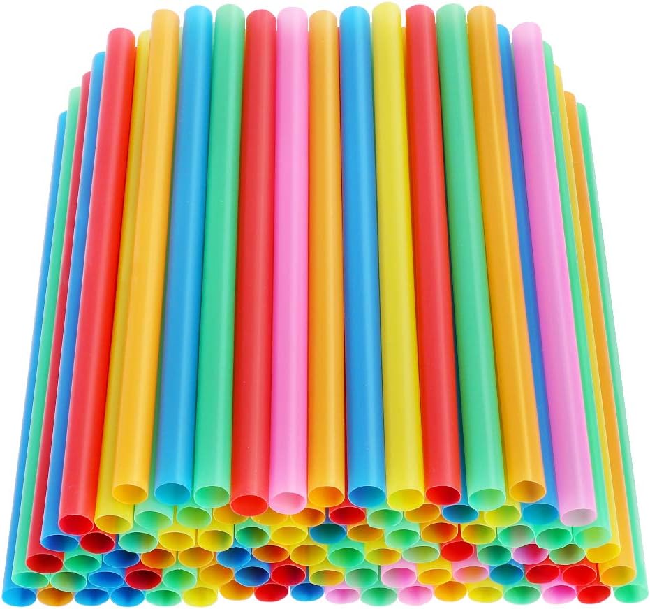 Alotpower Jumbo Smoothie Straws 100pcs, Colorful Disposable Plastic Straws Wide-mouthed Large Straw Wide Straws for Milkshake and Smoothie