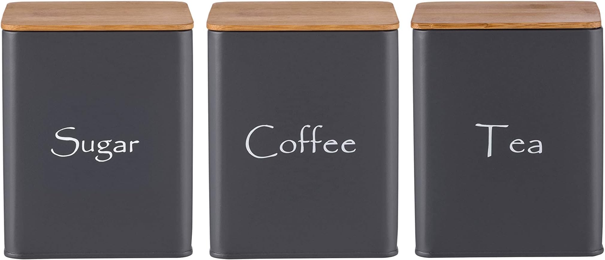 Home Bird Tea Coffee Sugar Canisters 3 Piece Square Kitchen Storage