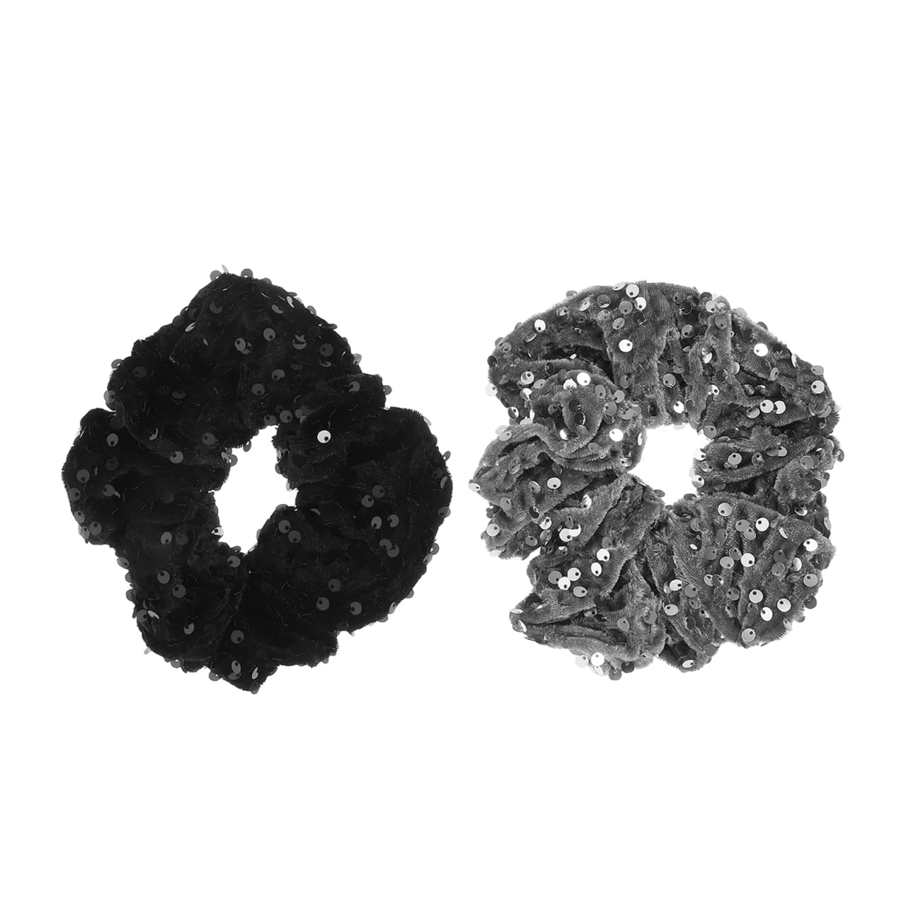 FOMIYES Velvet Sequin Hair Scrunchies 2 Pack Elastic Hair Ties for Women Girls Sparkly Ponytail Holders Lightweight Accessories for Everyday Use and Parties
